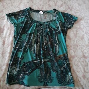 Emma James's small teal Paisley ruffle sleeve